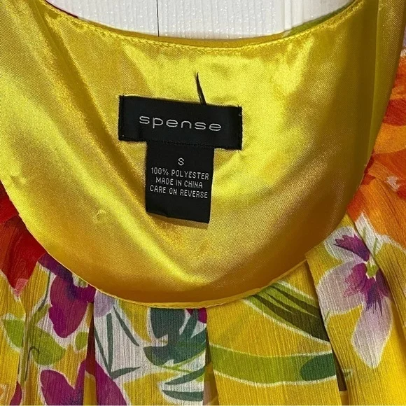 Spence yellow floral print top shirt sleeve shirt with lining size S - Picture 4 of 5